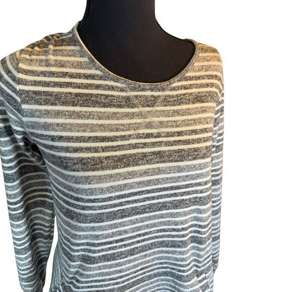 Tacera Women's Long Sleeve Sweater Dress Gray & White Striped Size‎ M - Picture 3 of 8